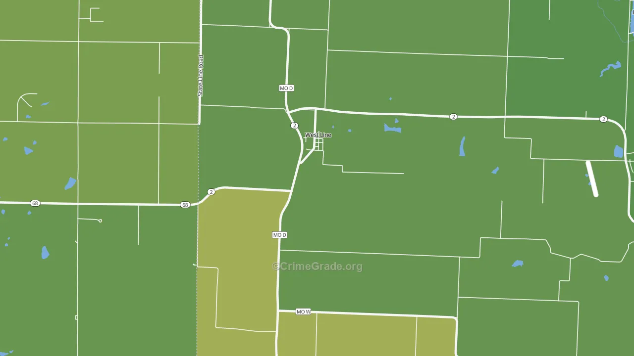 West Line, MO Map of Vandalism Rates