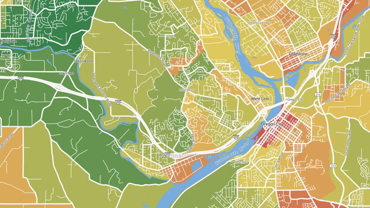 West Linn, OR Map of Vandalism Rates