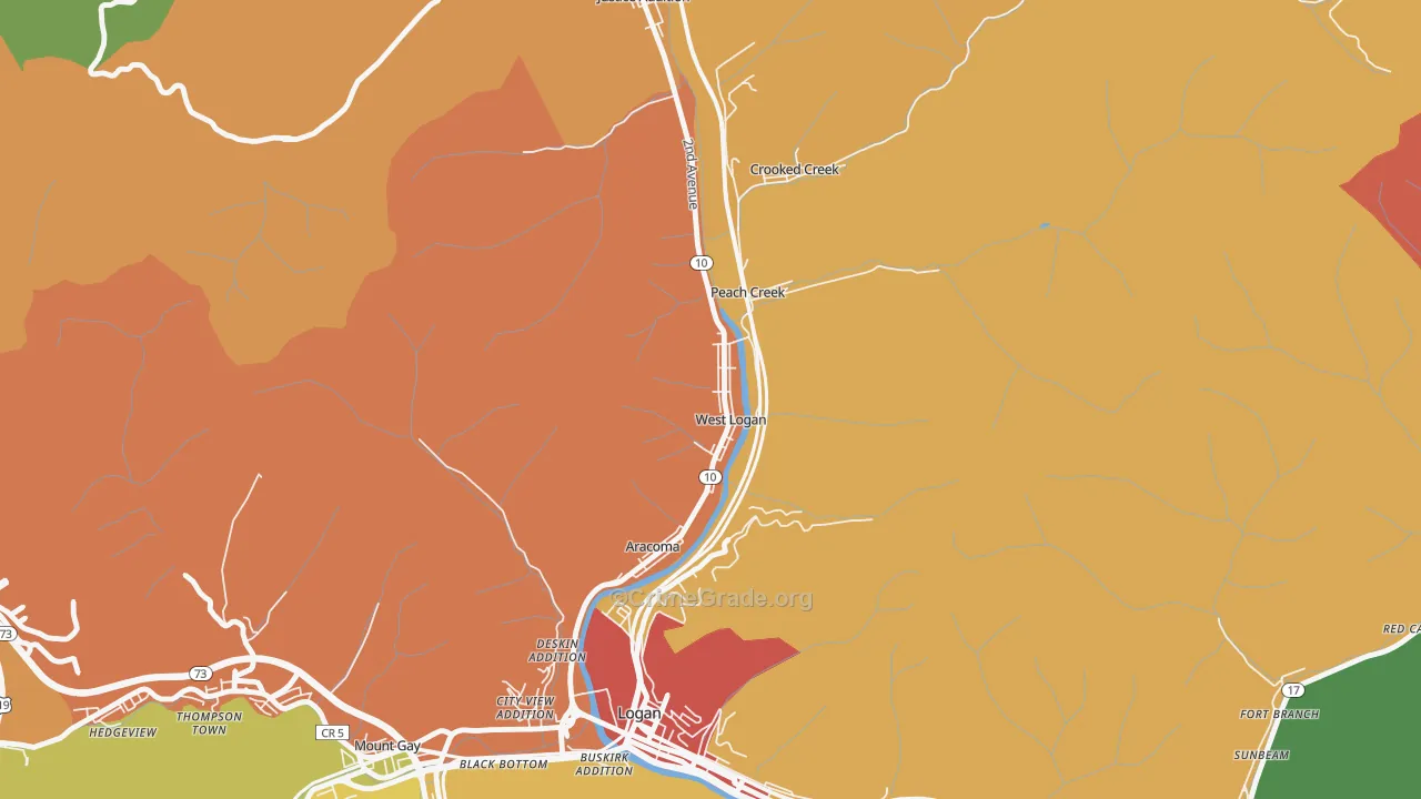 West Logan, WV Map of Vandalism Rates