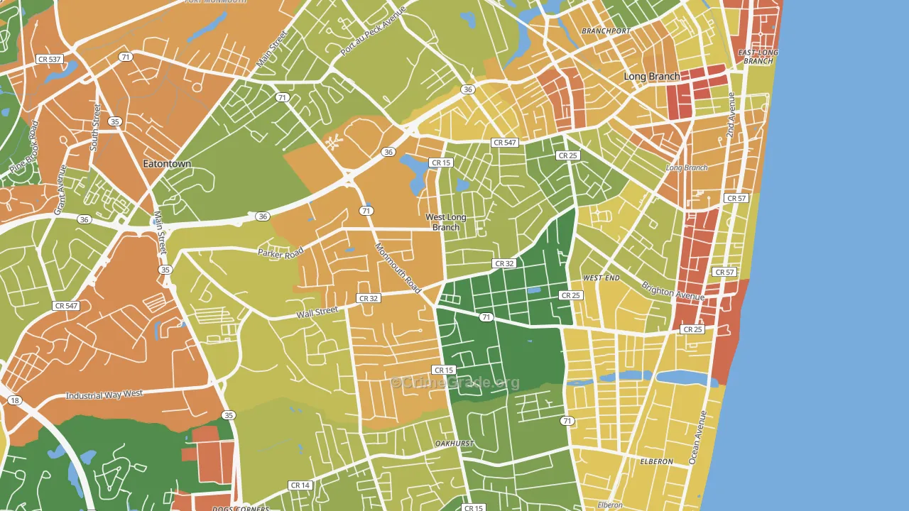 West Long Branch, NJ Map of Vandalism Rates