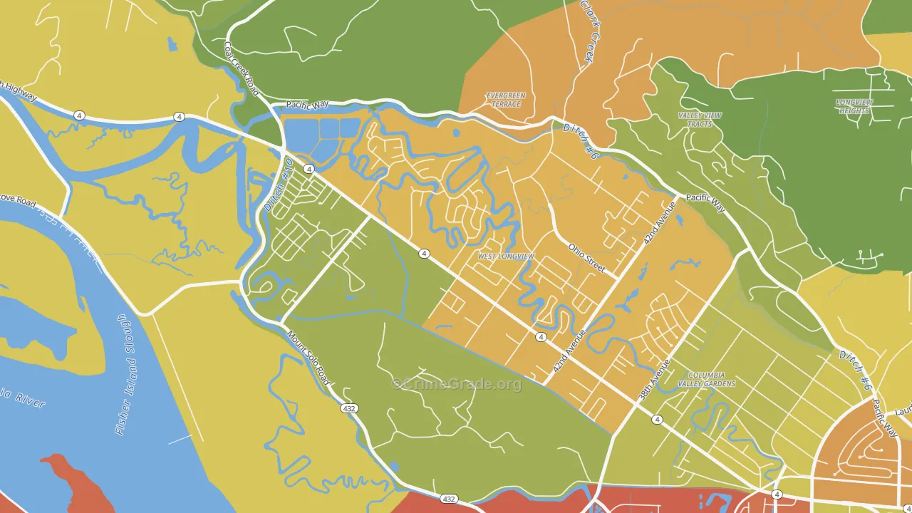 West Longview, Longview, WA Map of Vandalism Rates