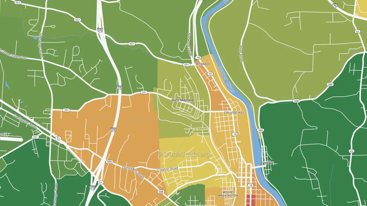 West Mayfield, PA Map of Vandalism Rates