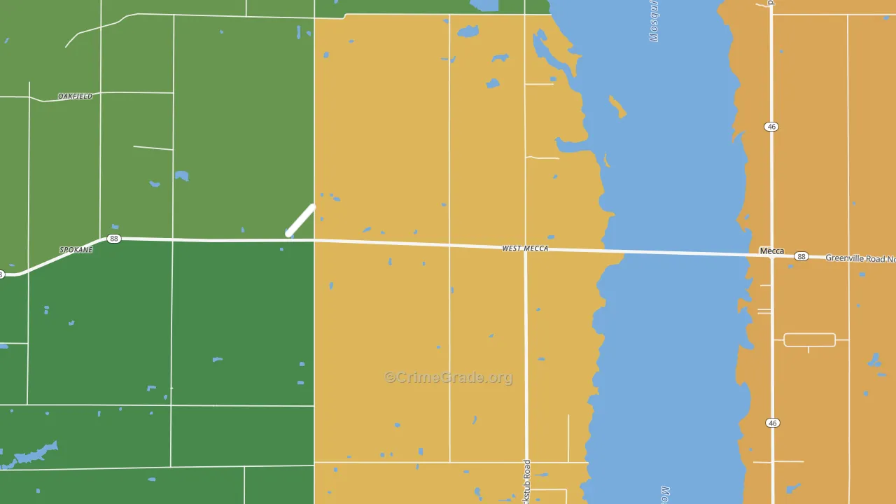 West Mecca, OH Map of Vandalism Rates
