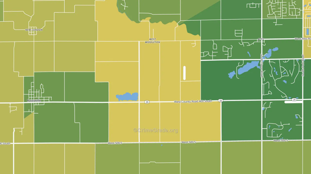 West Middleton, IN Map of Vandalism Rates