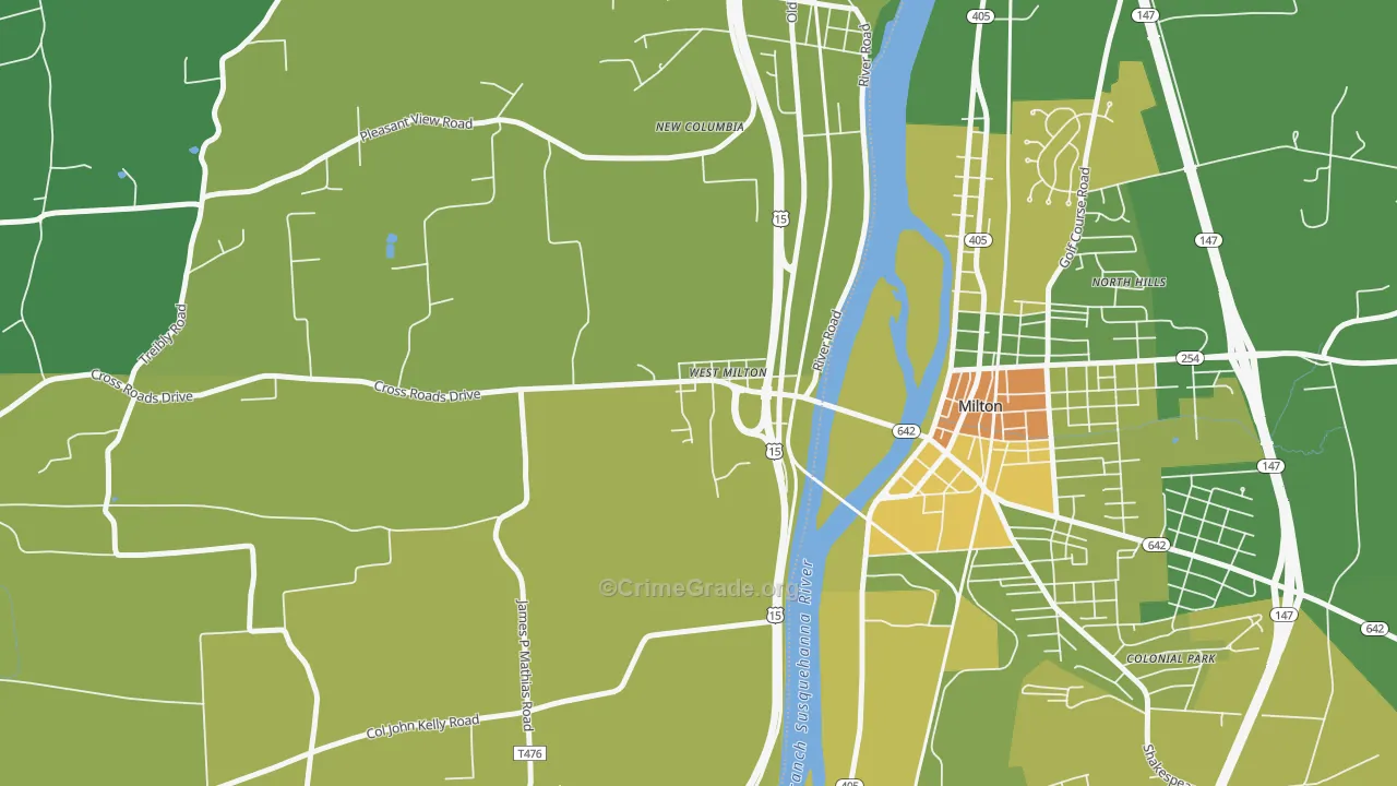West Milton, PA Map of Vandalism Rates