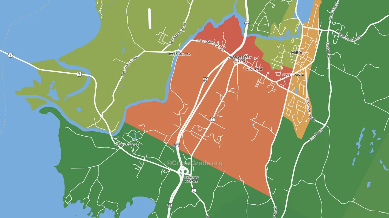 West Milton, VT Map of Vandalism Rates
