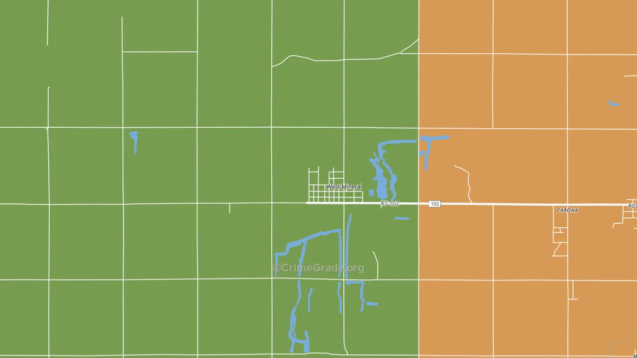West Mineral, KS Map of Vandalism Rates