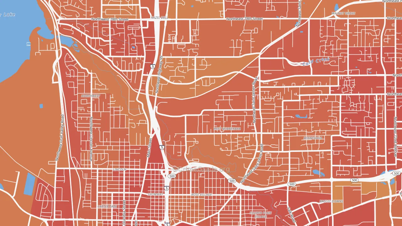 West Minnehaha, Vancouver, WA Map of Vandalism Rates