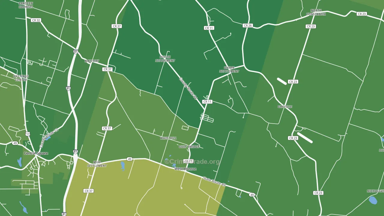 West Monroe, NY Map of Vandalism Rates