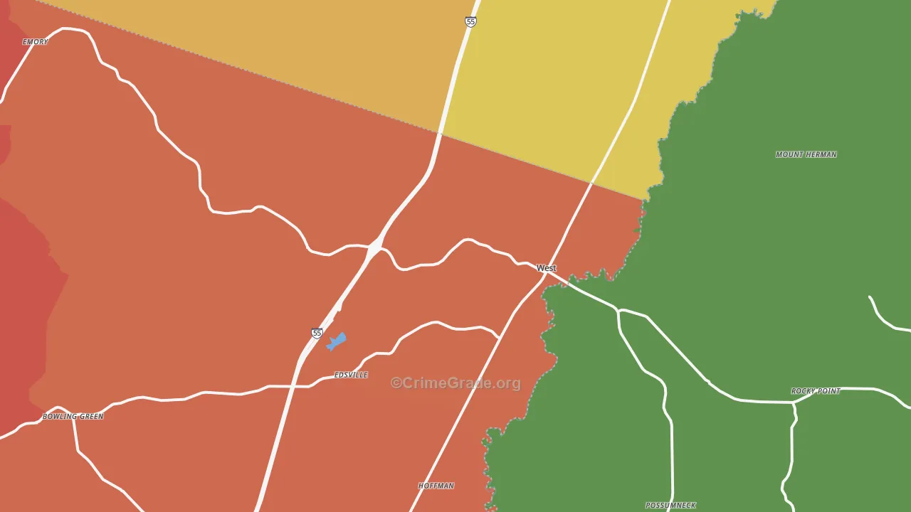 West, MS Map of Vandalism Rates