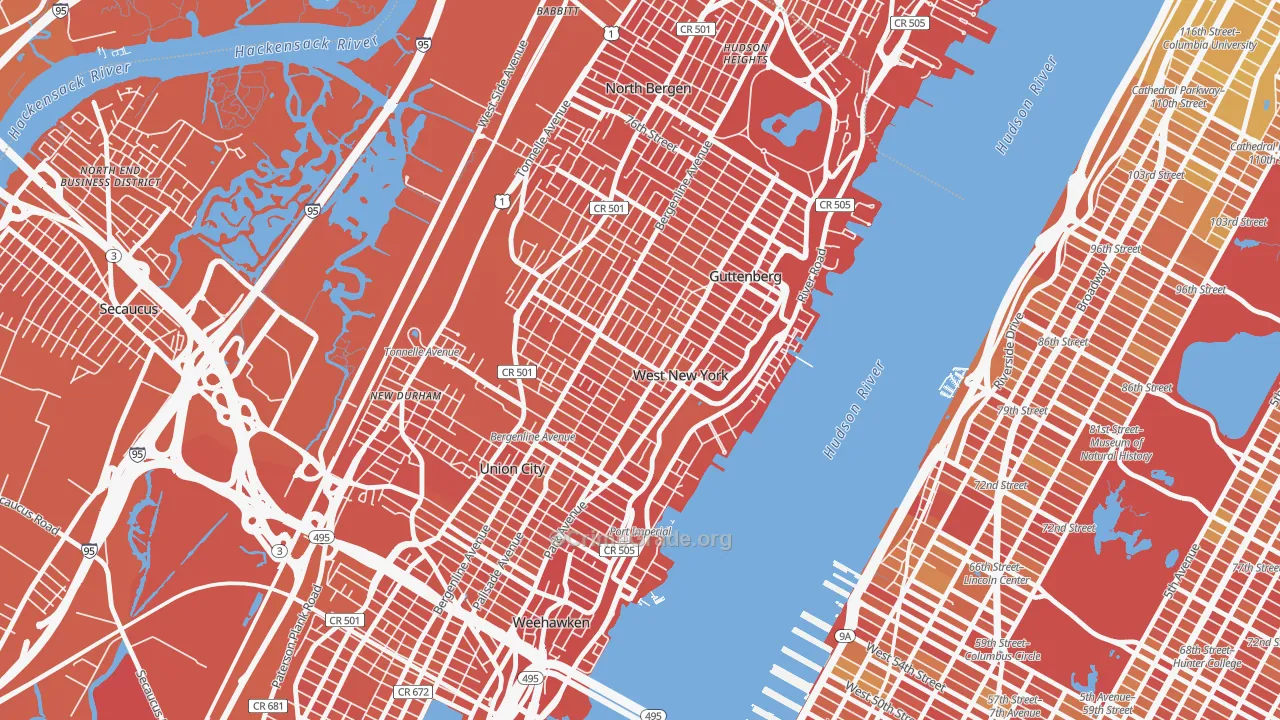 West New York, NJ Map of Vandalism Rates