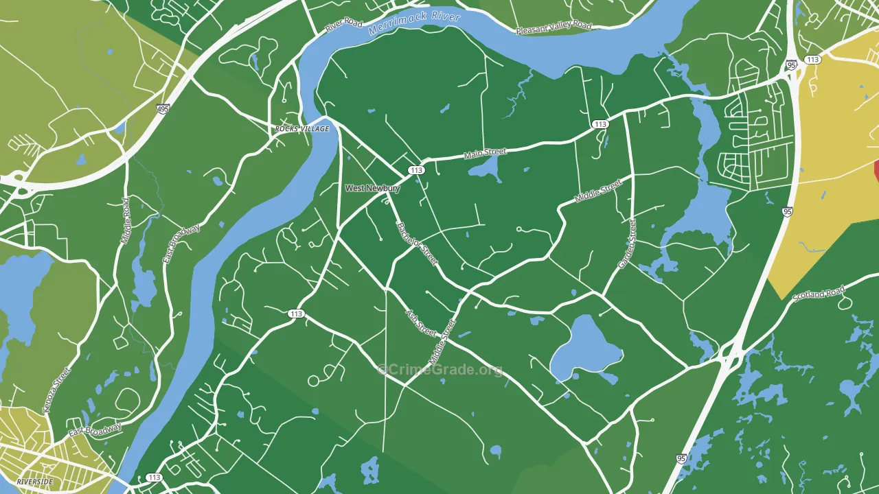West Newbury, MA Map of Vandalism Rates