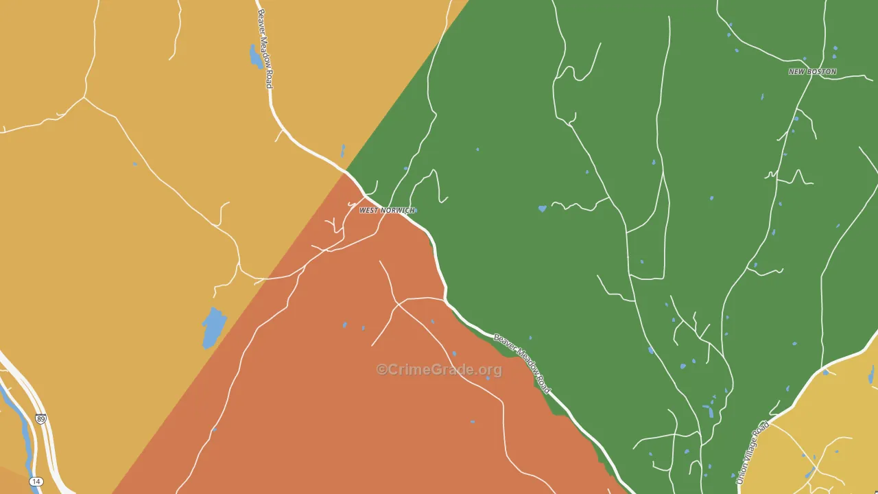 West Norwich, VT Map of Vandalism Rates