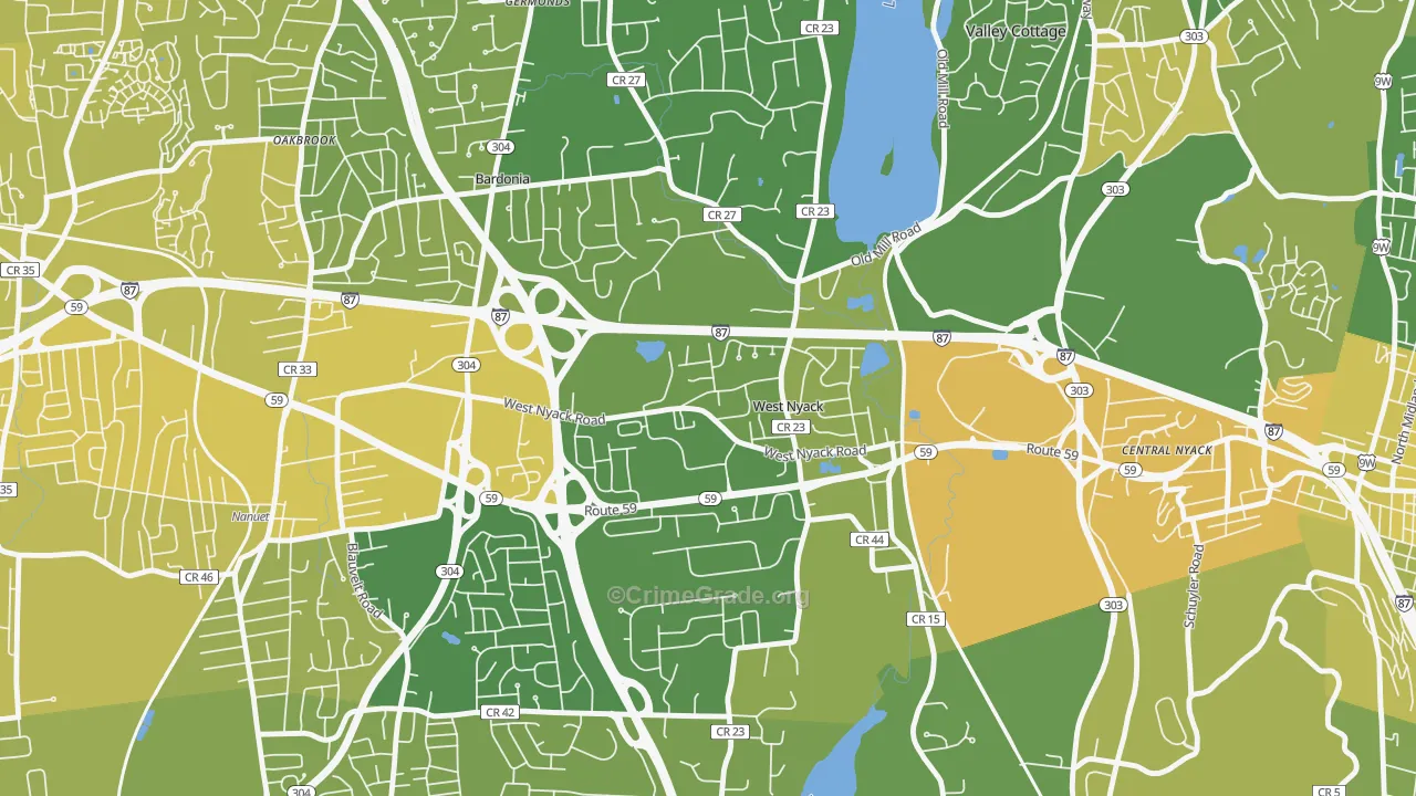 West Nyack, NY Map of Vandalism Rates