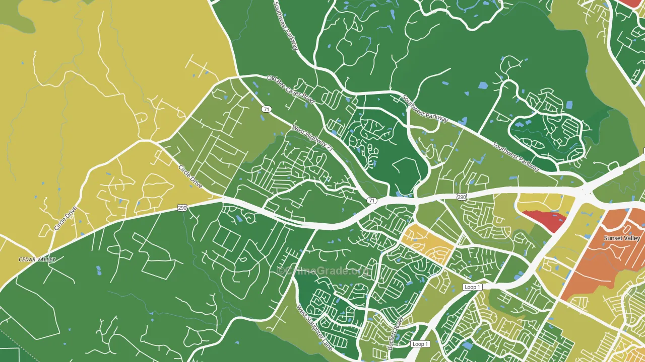 West Oak Hill, Austin, TX Map of Vandalism Rates