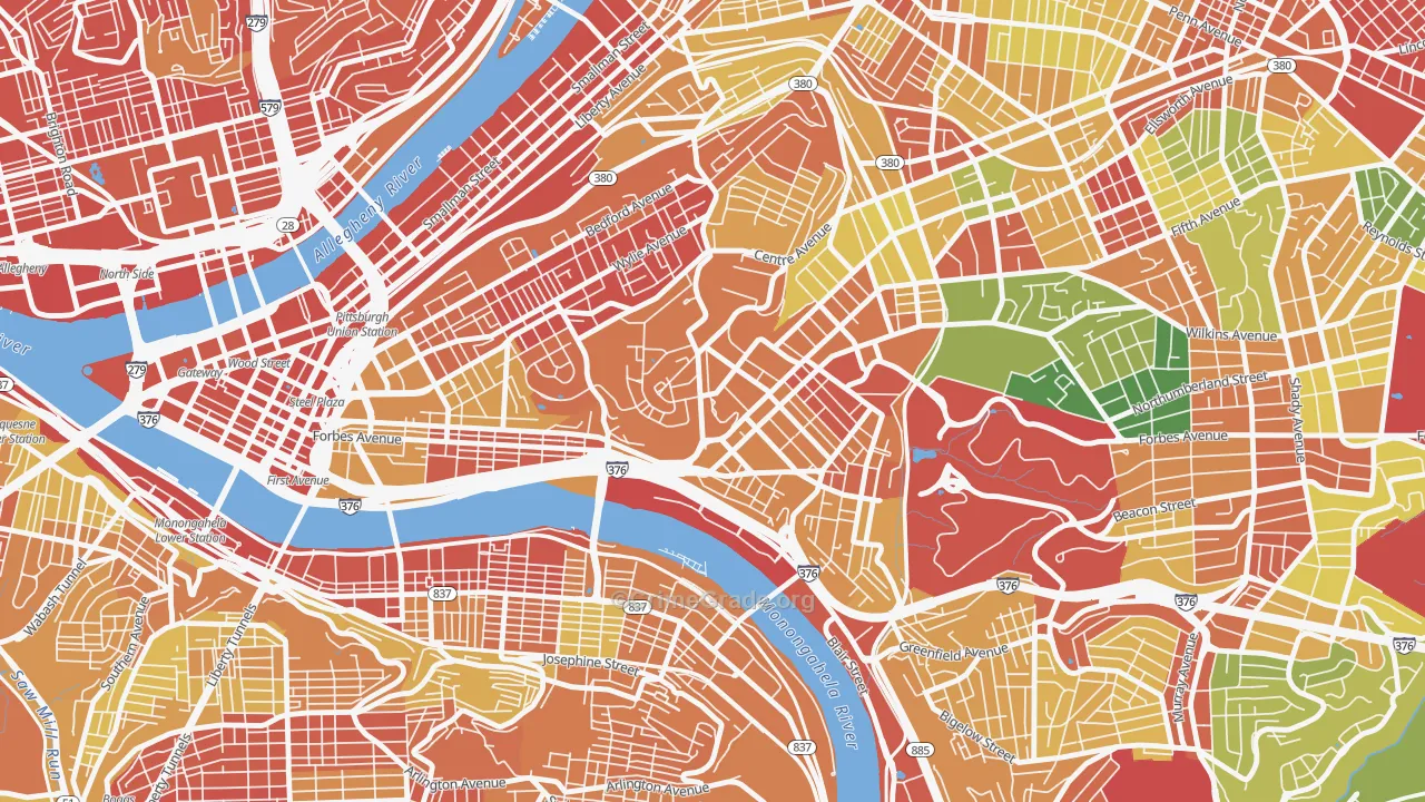 West Oakland, Pittsburgh, PA Map of Vandalism Rates