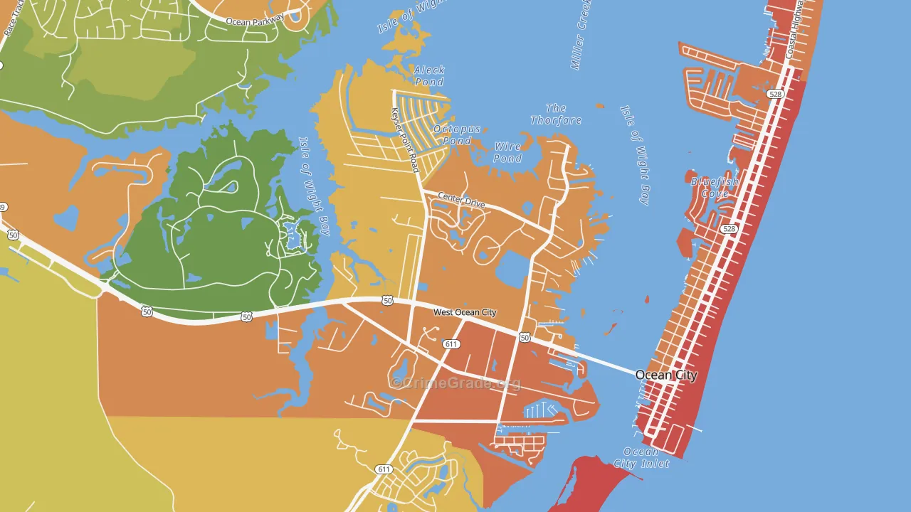 West Ocean City, MD Map of Vandalism Rates