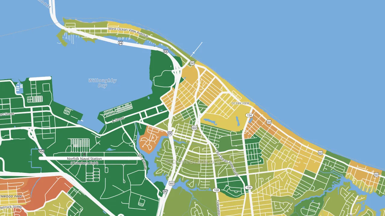 West Ocean View, Norfolk, VA Map of Vandalism Rates