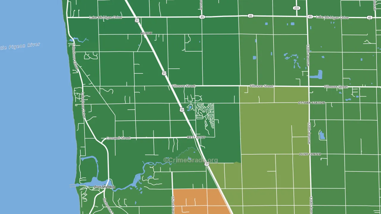 West Olive, MI Map of Vandalism Rates