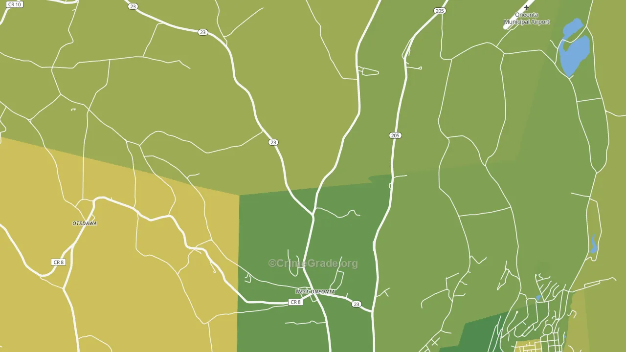 West Oneonta, NY Map of Vandalism Rates