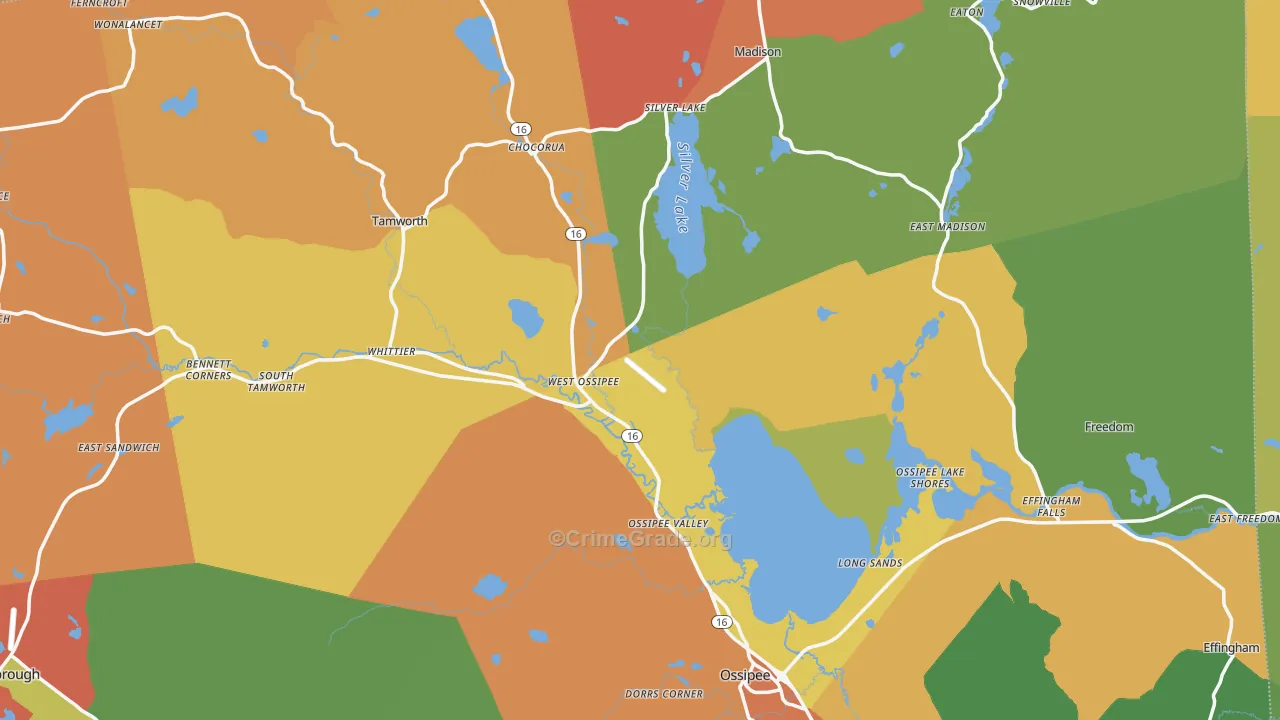 West Ossipee, NH Map of Vandalism Rates