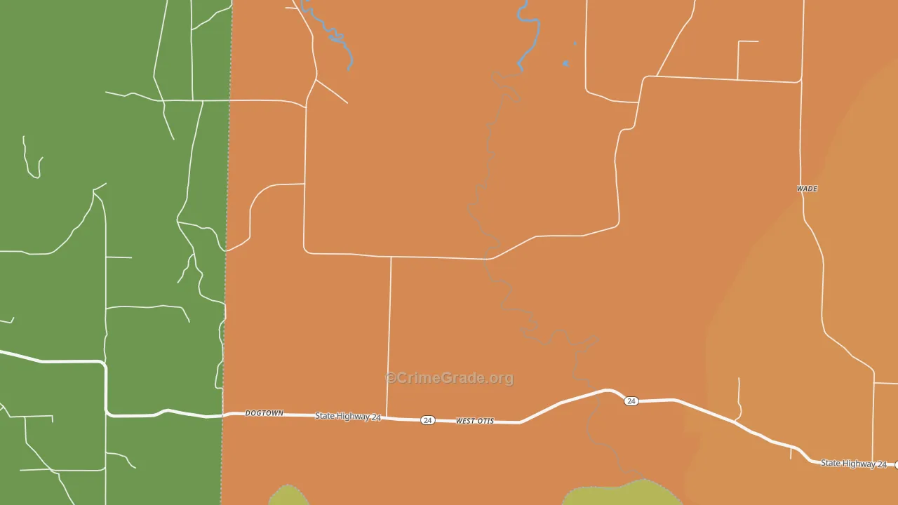 West Otis, AR Map of Vandalism Rates