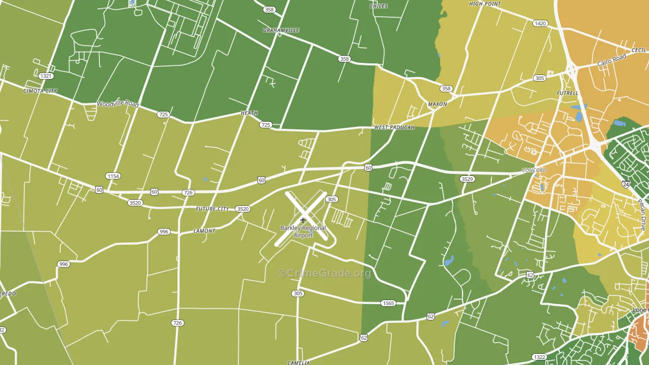 West Paducah, KY Map of Vandalism Rates