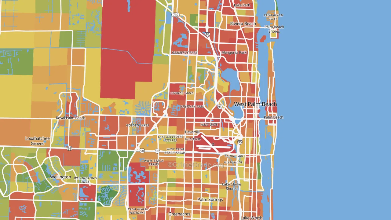West Palm Beach, FL Map of Vandalism Rates