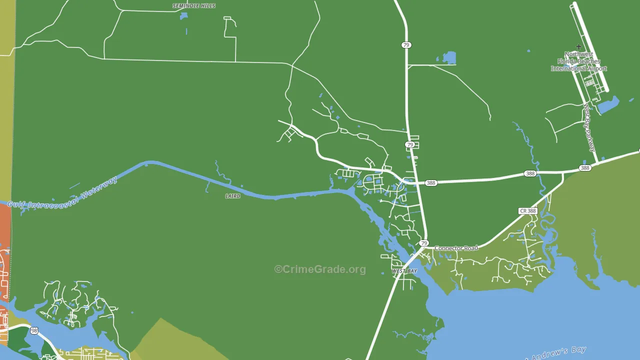West Panama City Beach, FL Map of Vandalism Rates