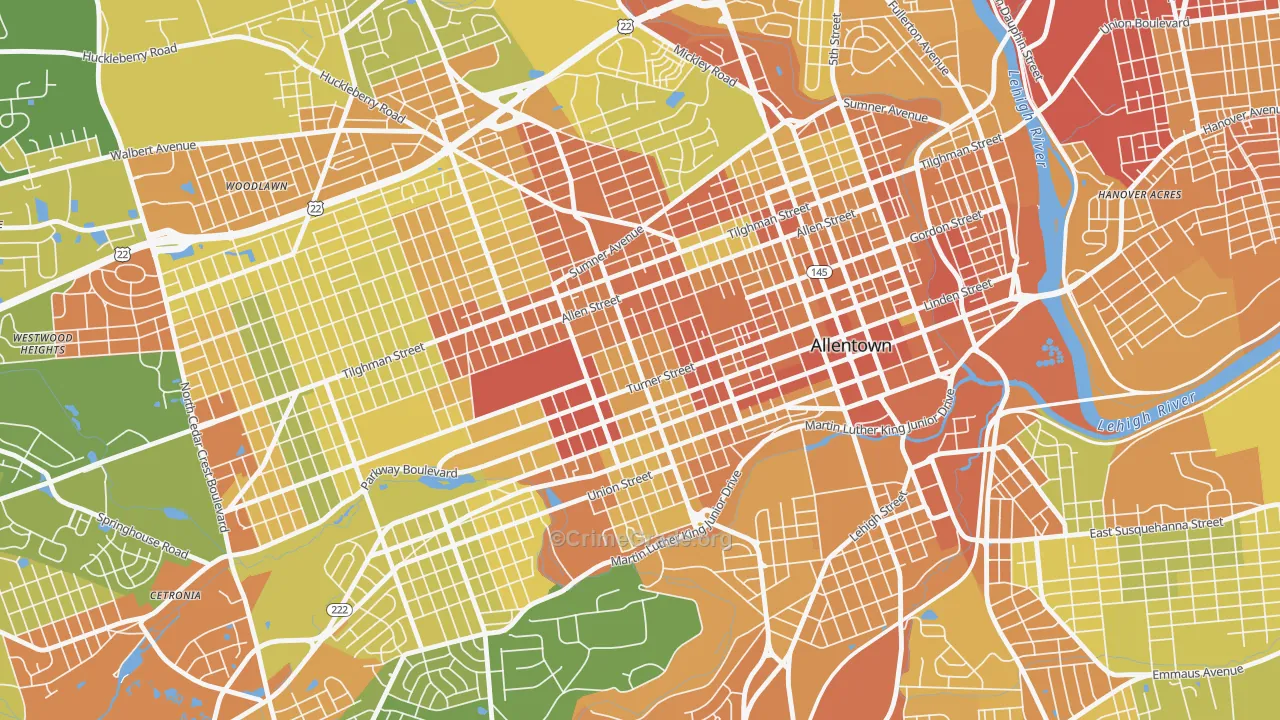 West Park, Allentown, PA Map of Vandalism Rates