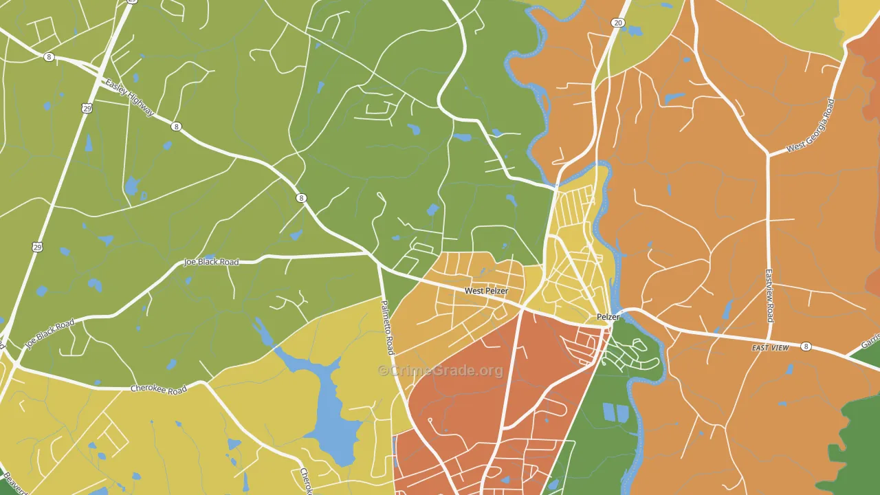 West Pelzer, SC Map of Vandalism Rates