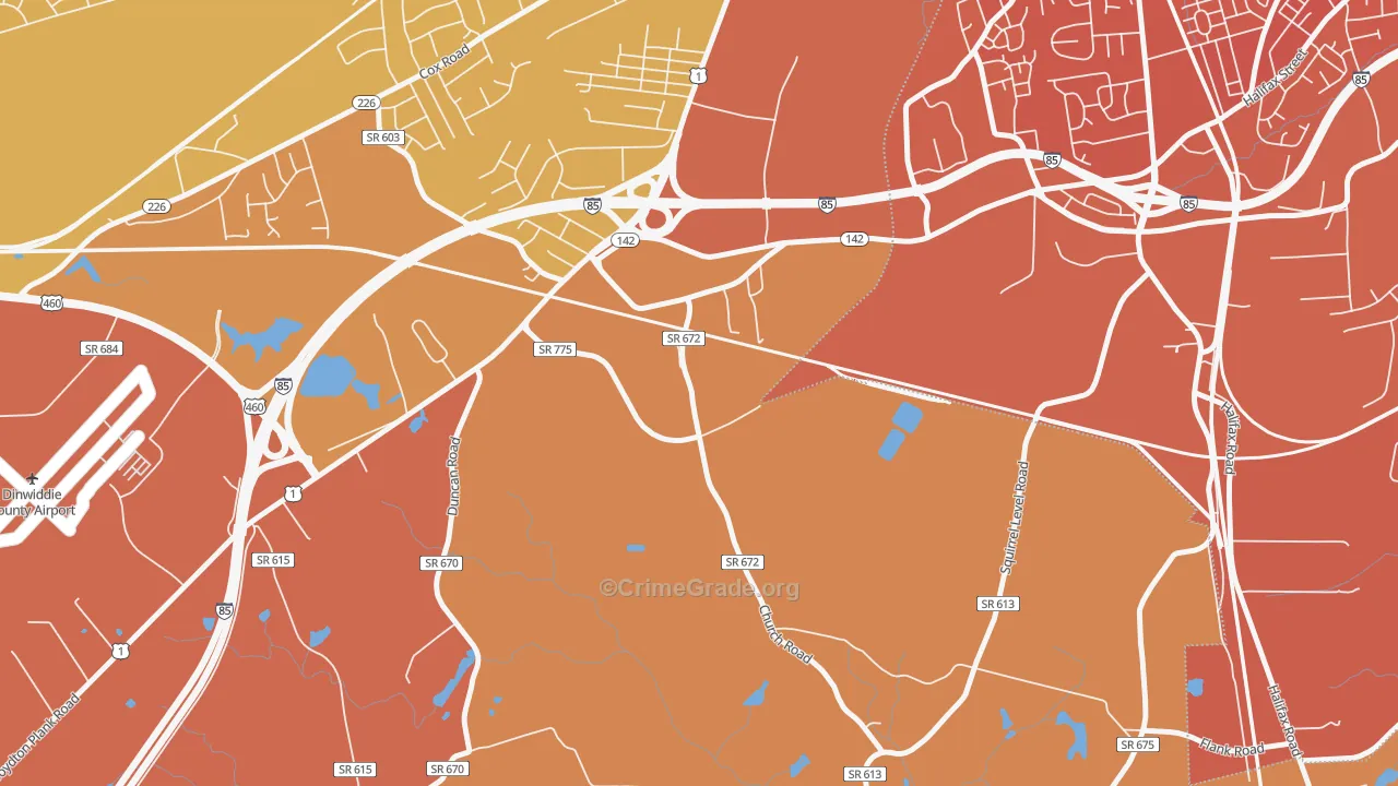 West Petersburg, VA Map of Vandalism Rates