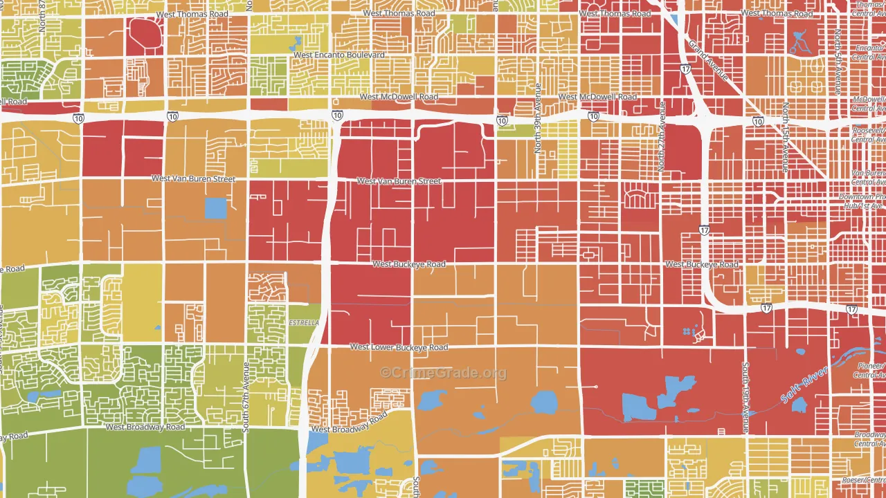 West Phoenix, Phoenix, AZ Map of Vandalism Rates