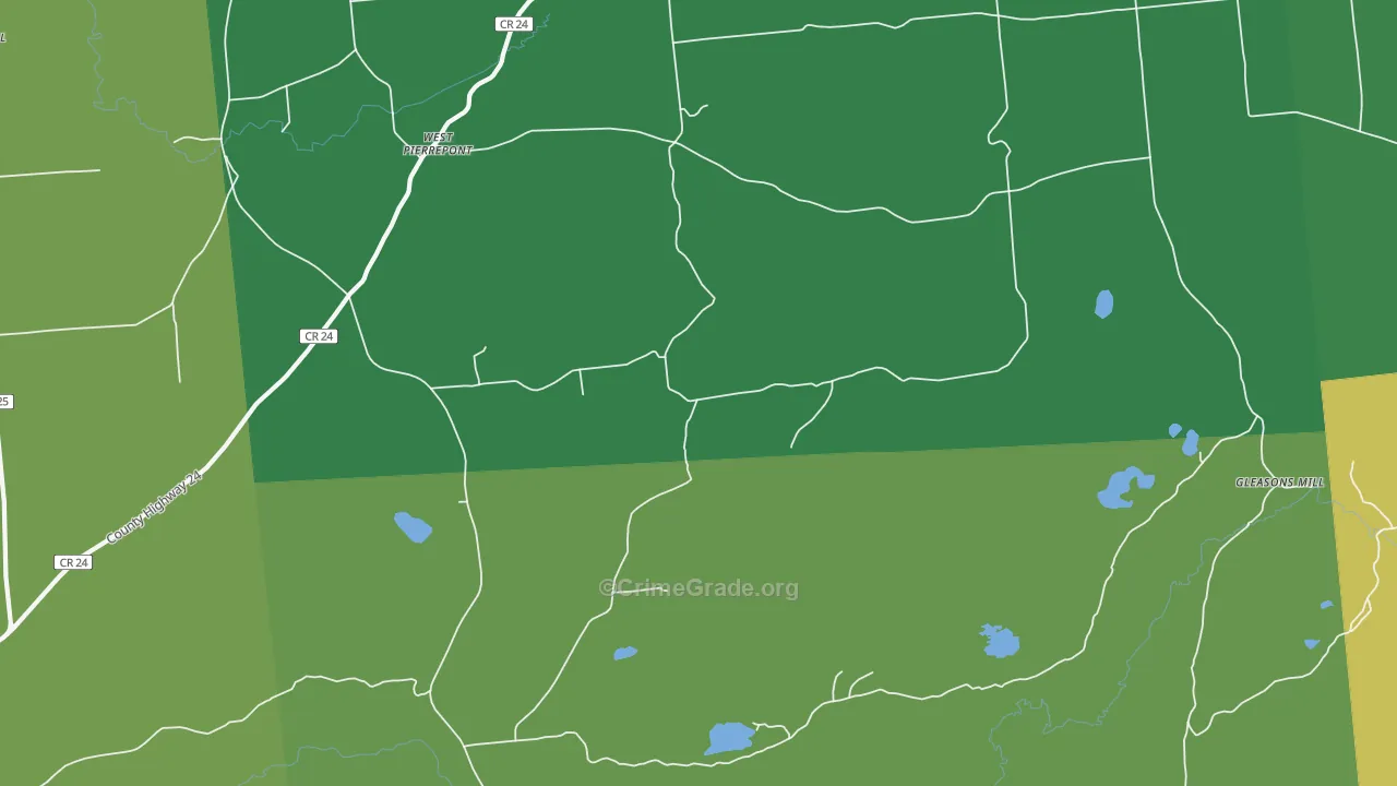 West Pierrepont, NY Map of Vandalism Rates