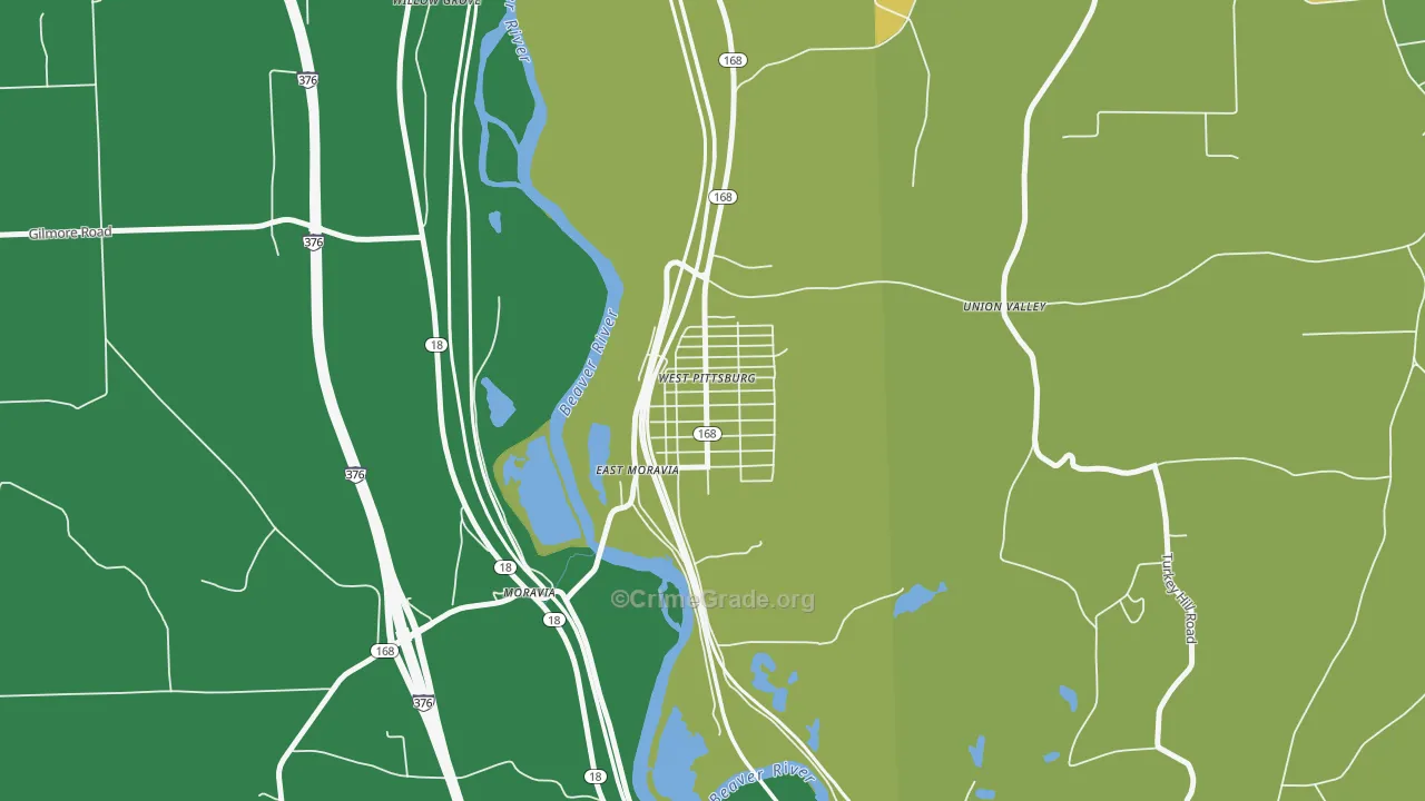 West Pittsburg, PA Map of Vandalism Rates