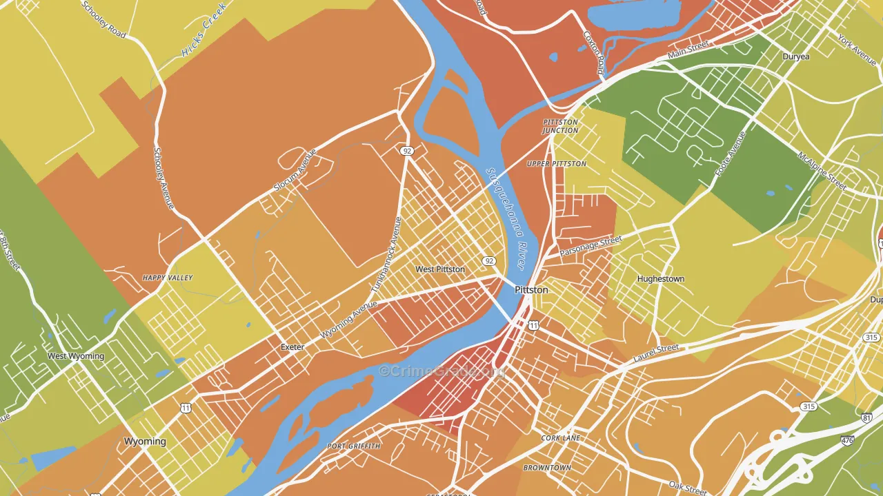 West Pittston, PA Map of Vandalism Rates