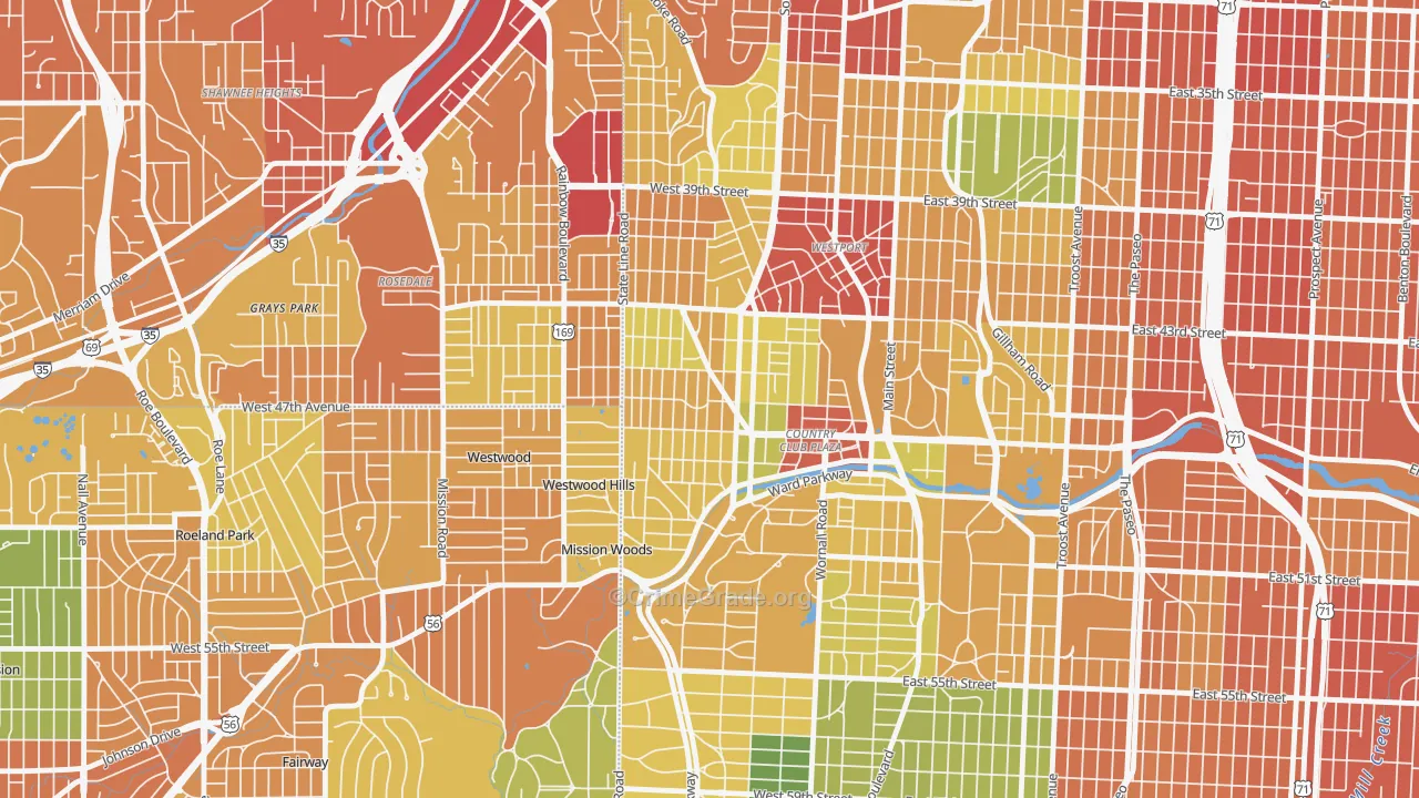 West Plaza, Kansas City, MO Map of Vandalism Rates