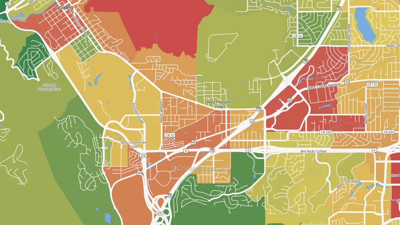 West Pleasant View, CO Map of Vandalism Rates