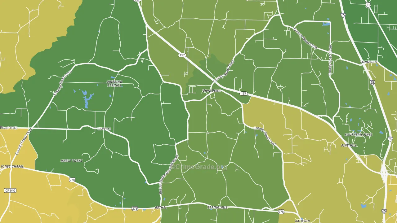 West Point, AL Map of Vandalism Rates
