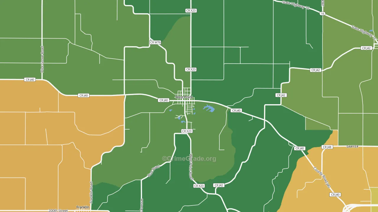 West Point, IA Map of Vandalism Rates