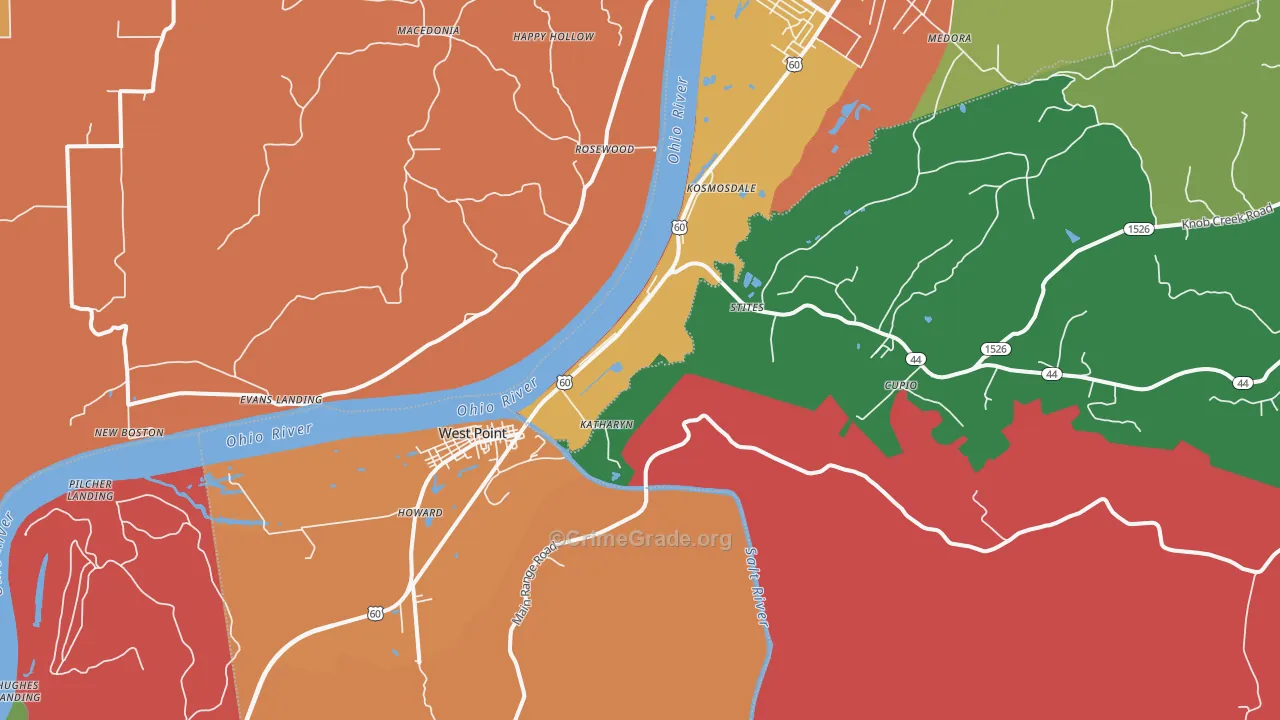 West Point, KY Map of Vandalism Rates
