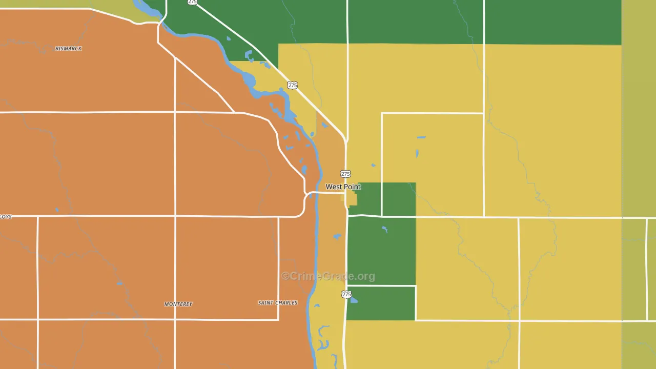 West Point, NE Map of Vandalism Rates
