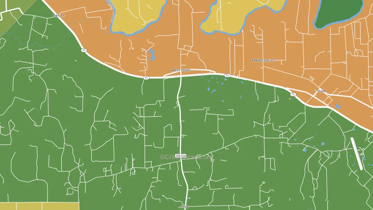 West Point, TX Map of Vandalism Rates