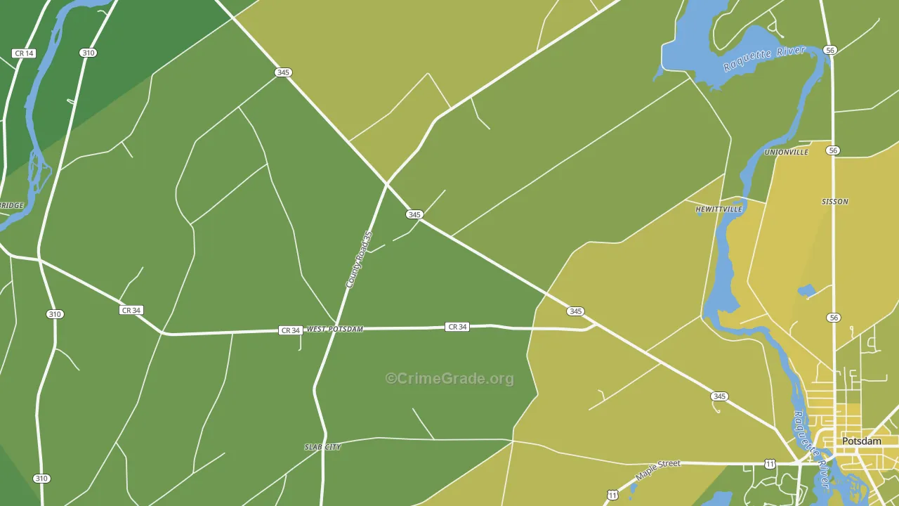 West Potsdam, NY Map of Vandalism Rates
