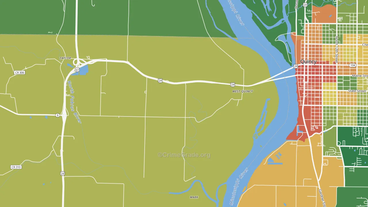 West Quincy, MO Map of Vandalism Rates