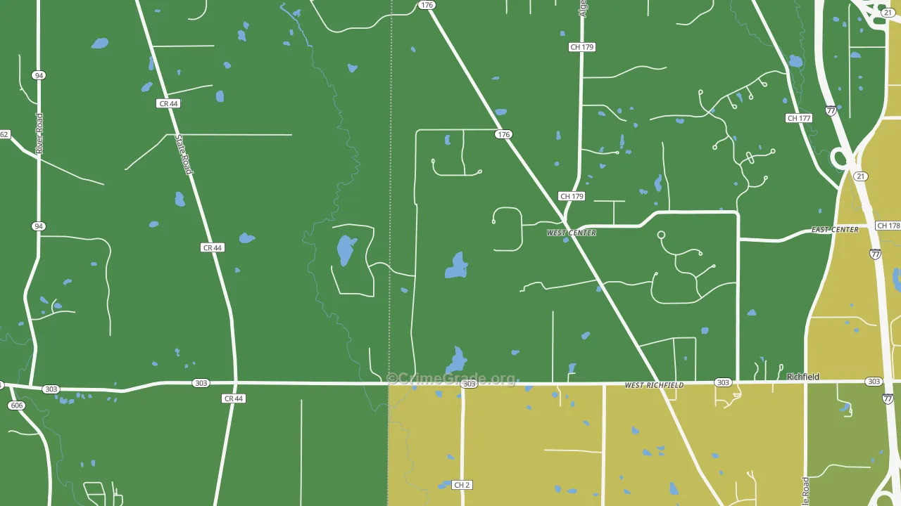West Richfield, OH Map of Vandalism Rates