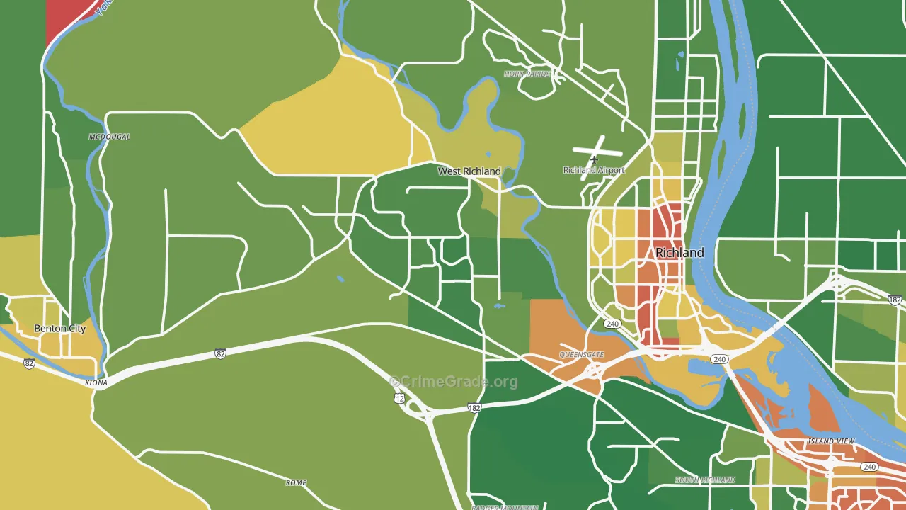 West Richland, WA Map of Vandalism Rates