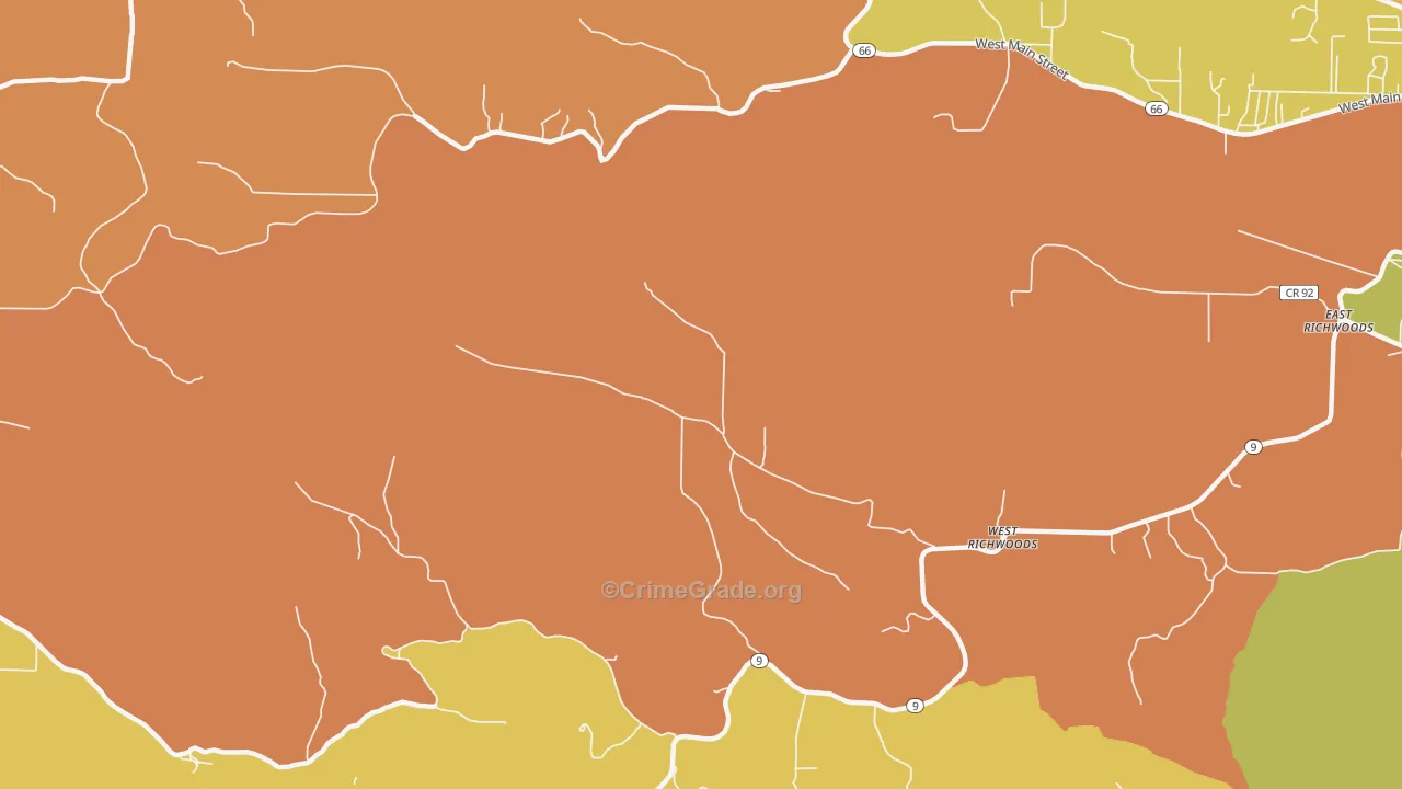 West Richwoods, AR Map of Vandalism Rates