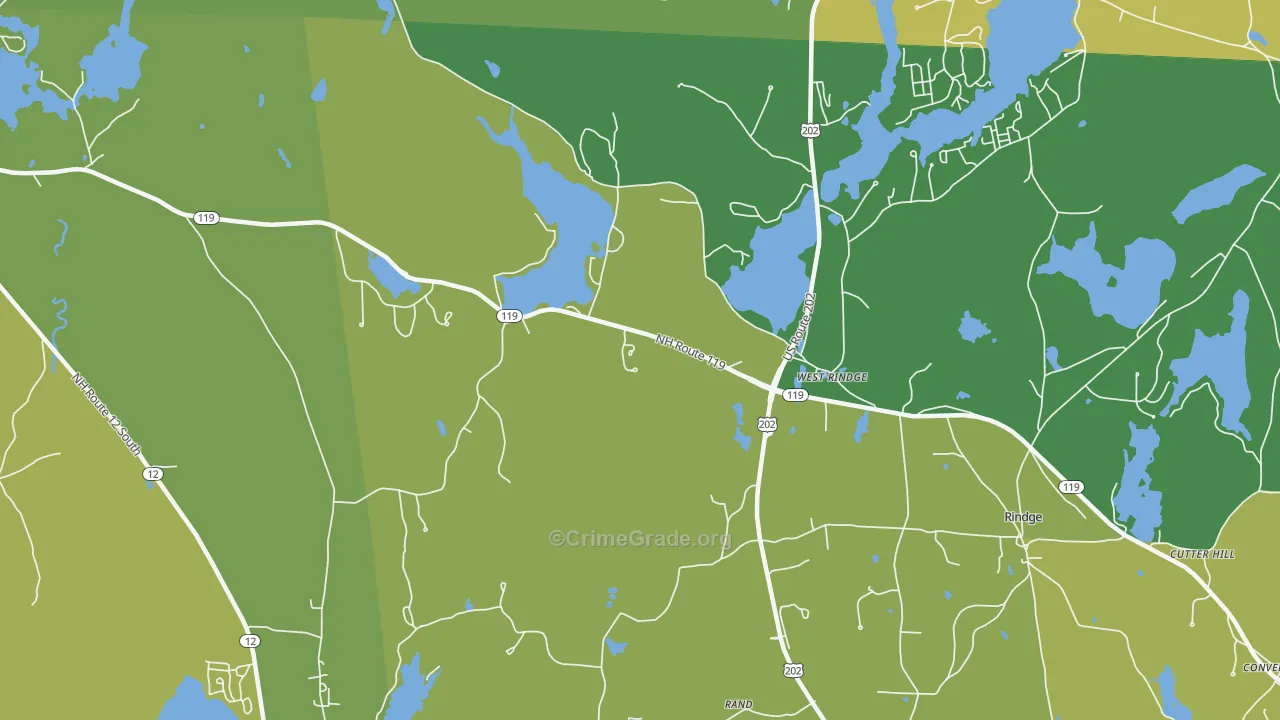 West Rindge, NH Map of Vandalism Rates