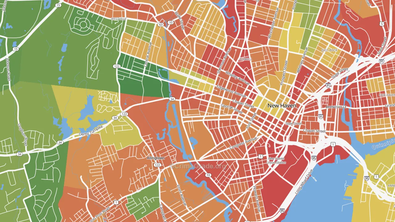 West River, New Haven, CT Map of Vandalism Rates